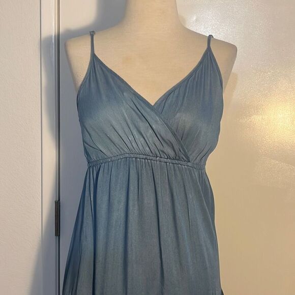 Karen Kane Tiered Chambray Maxi Dress Women’s Small - Picture 4 of 7